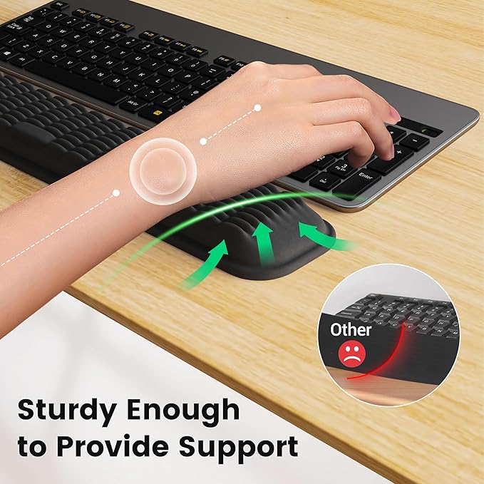 Mekass TKL Keyboard Wrist Rest, Super Soft Memory Foam Ergonomic Computer Wrist Support Pad, Comfortable Desk Wrist Cushion, Laptop Keyboard Hand Rest for Wrists Pain Office Gaming Typing (Light Grey)