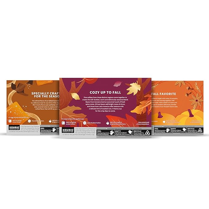 Starbucks K-Cup Coffee Pods Fall Bundle, Medium Roast and Naturally Flavored Coffee for Keurig Brewers, 100% Arabica, Limited Edition, 3 Boxes (30 Pods Total)