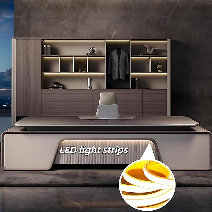 Modern Executive Desk – Large Office Desk with Storage Cabinets, Hidden Power Box, Solid Wood Executive Office Desk for Home Office, Fully Assembled (Desk,110.3IN)