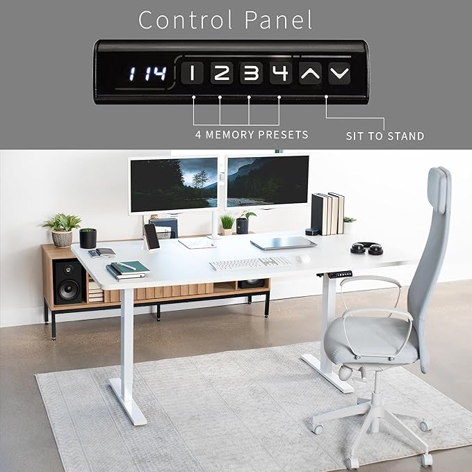 VIVO Electric 71 x 36 in Standing Desk, Memory Height Adjustment, 1B Series, White Top White Frame, DESK-KIT-1W7W-36
