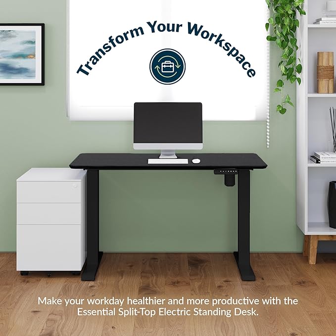 Vari Essential Electric Standing Desk for Home Office – 48x24 - White (Black)