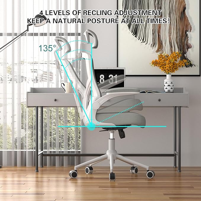 Home Office Chair, Ergonomic Comfy Desk Chair, High Back Computer Chair- Adjustable Headrest with Flip-Up Arms, Lumbar Support, Swivel Executive Task Chair (Modern, Star Dust)
