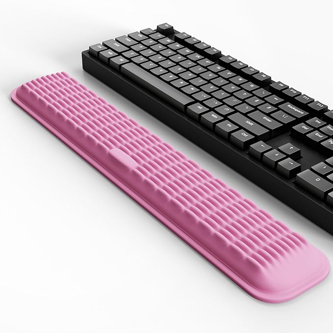 MEKASS Keyboard Wrist Rest, Soft Memory Foam Wrist Support for Keyboard, Keyboard Hand Rest Pad for Wrist Pain Relief, Keyboard Wrist Guard for Long Hours of Work, Gaming, Studying(Pink)
