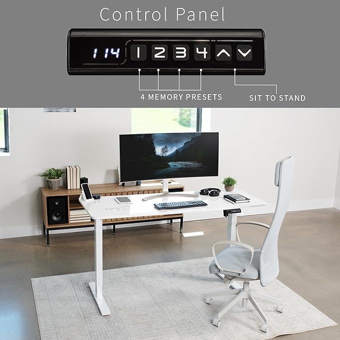 VIVO Electric Dry Erase 60 x 24 in Standing Desk, Memory Height Adjustment, 1B Series, Whiteboard Top White Frame, DESK-KIT-1W6WE