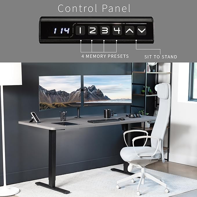VIVO Electric 71 x 30 in Standing Desk, Memory Height Adjustment, 1B Series, Dark Gray Top Black Frame, DESK-KIT-1B7G