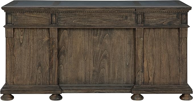Hekman Furniture Wellington Estates Junior Executive Desk with Leather Top, Traditional Wooden Writing Desk, Small Home Office Desk with Drawers, Desk with Pull-Out Writing Surface