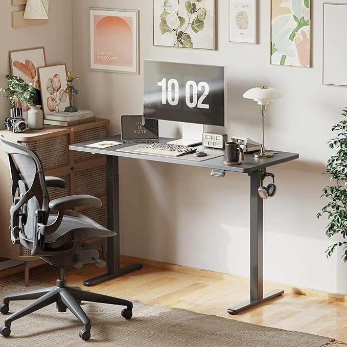 Cubiker Electric Standing Desk, 48 x 24 Stand up Desk Height Adjustable, Home Office Desk with Splice Board, Black