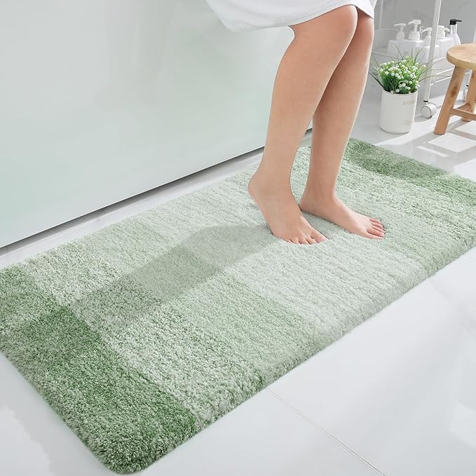 OLANLY Bathroom Runner Rugs 47x24, Extra Soft Absorbent Microfiber Bath Rugs, Rubber Backing, Quick Dry, Washable Bath Mats for Bathroom Floor, Tub and Shower, Home Decor Accessories, Sage Green