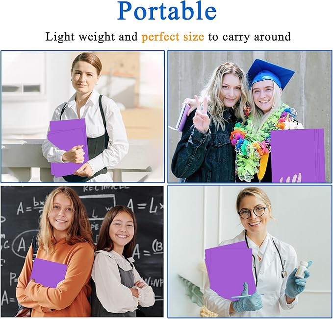 Zzrywuty 100 Packs Paper Folders with Pockets for Students,Businessmen and Office Workers,Letter Size,Two Pocket Folders with Card Slot for Office,Business,School Supplies (Purple)