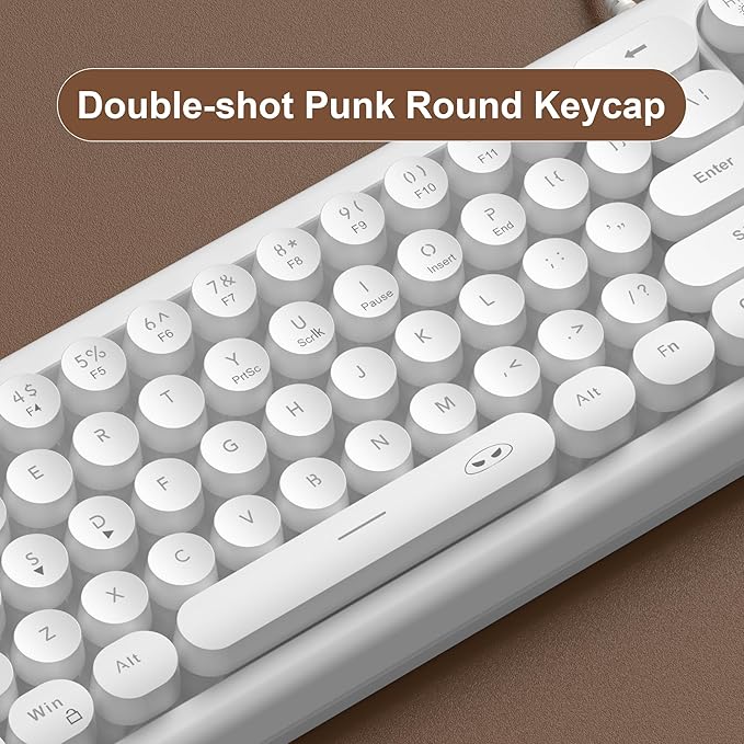 MageGee Typewriter Style 60 Percent Keyboard, Life Waterproof Gaming Keyboard with RGB Backlit Small Compact Portable 60% Keyboards (Milky White)