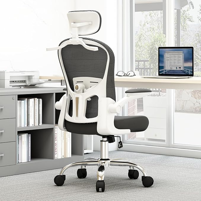 TLLMOON-6066 Panda All-Around Micro-Adjustable Comfort Chair. Full Experience Ergonomic Learning Chair. Headrest, Backrest, Lumbar Support, Armrests, and Gas Bar. (White-Black)