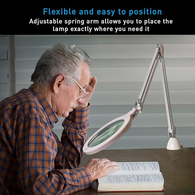 Magnifying Lamp XL - Clip On Magnifier Lamp for Nail Salons, Tattoo Artists, Reading & Detailed Work - Dimmable Mag Lamp