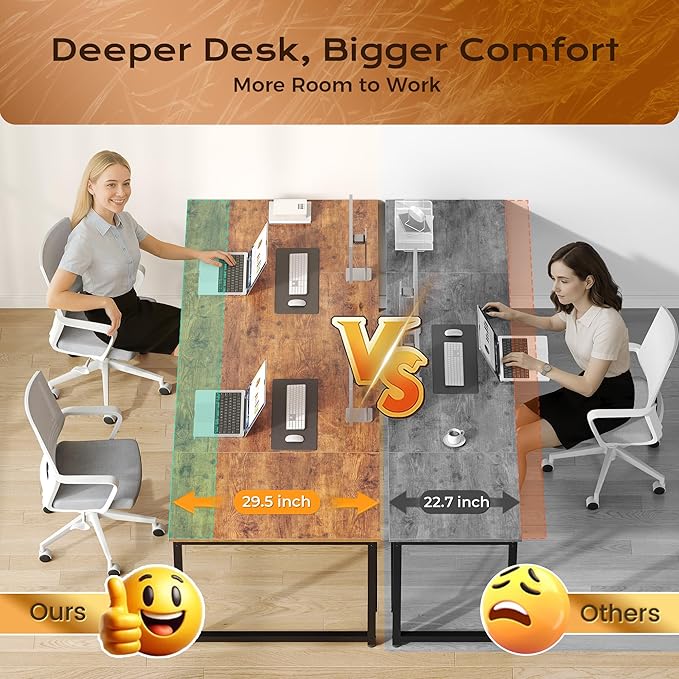 PRAISUN 78.7 X 29.5 Inch Computer Desk with Deeper Desktop, Long Gaming Office Writing Work Desk for Home Office, Study, Bedroom, Work from Home, Metal Frame, Rustic Brown
