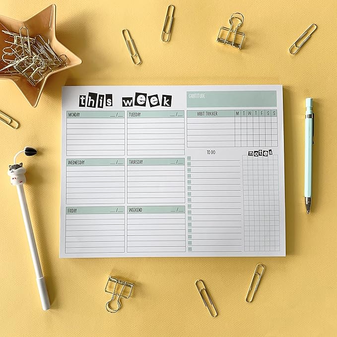 Weekly Planner Pad, 52 Letter Size Tear Off Sheets, 8.5” x 11” Undated Calendar Weekly Desk Planner Notepad, Daily Schedule Priorities To Do List for Week (Style 2)