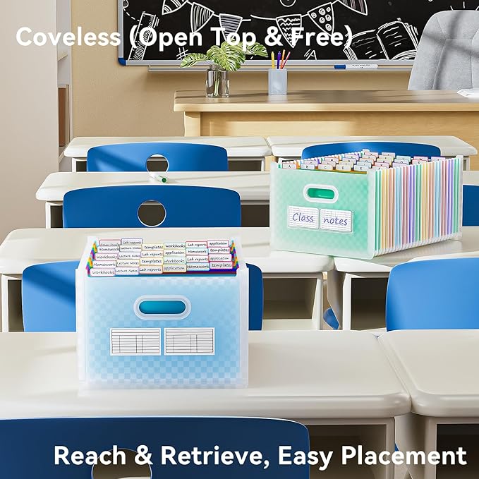 ThinkTex 26 Pockets Expanding File Folder, Upright & Open Top, A-Z Colorful Tabs, Larger Capacity Accordion Folder, Letter/A4 Size for School, Home and Office - Blue