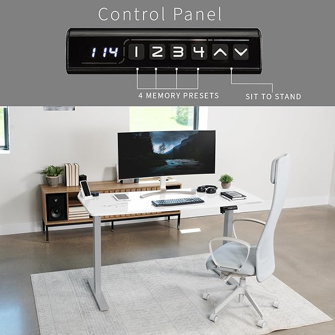 VIVO Electric Dry Erase 60 x 24 in Standing Desk, Memory Height Adjustment, 1B Series, Whiteboard Top Gray Frame, DESK-KIT-1G6WE