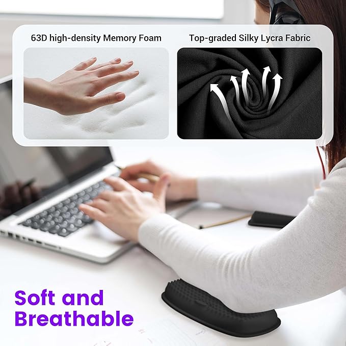 MEKASS Elbow Rest Pads for Desk, Thicken Large Size Elbow Pads with Soft Memory Foam and Non-Slip Silicone Base, Armrest Pad Wrist Rest Pad for Home, Office, and Games (2 pcs)