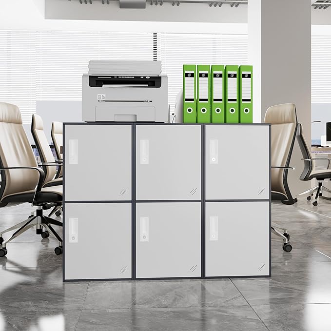 2 Door Vertical Stackable Storage Cabinet with Locking Doors,Shelves File Cabinet Organizer,Metal Locker Storage Cabinet Office, Home, Gym, School,KidsRoom (2 Door, Grey)