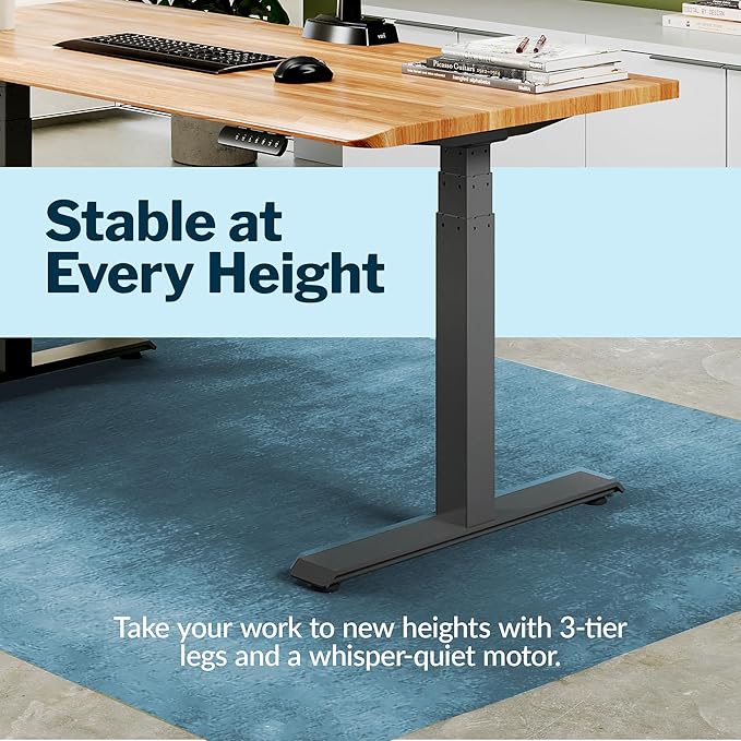 Vari ComfortEdge 60x30 Inch Adjustable Electric Standing Desk – Sit Stand VariDesk with Memory Presets, Sloped Edge, 200 LB Capacity + Tool-Free Assembly (Butcher Block)