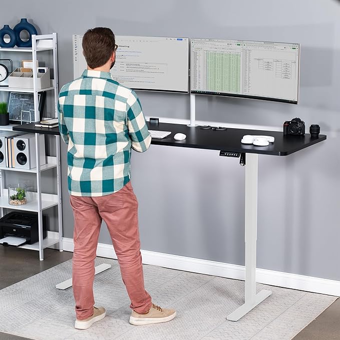 VIVO Large Electric 83 x 30 in Standing Desk, Memory Height Adjustment, 1B Series, Black Top White Frame, DESK-KIT-1W8B