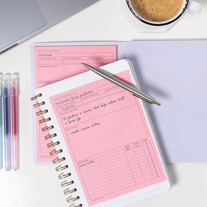 Meeting Notebook for Work & Project Planner Kit for Men and Women – 90 Large Sticky Notes for Work Organization, Project Management, Business Professionals & Work Planners