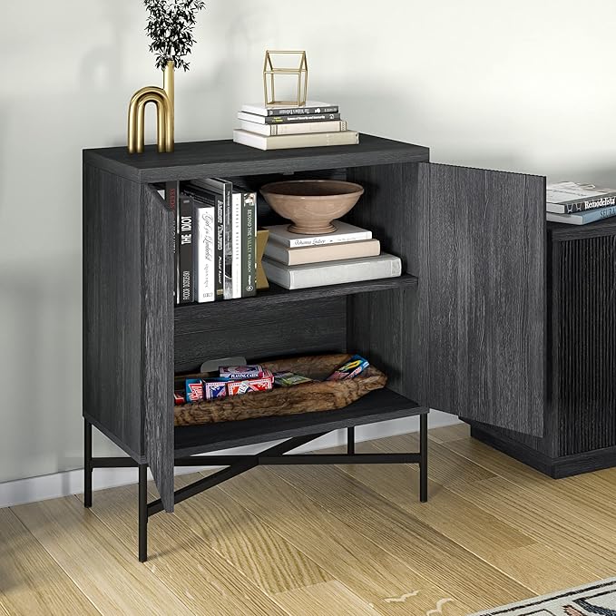 Henn&Hart Brighton Accent Cabinet, 28" Wide, Dark Gray