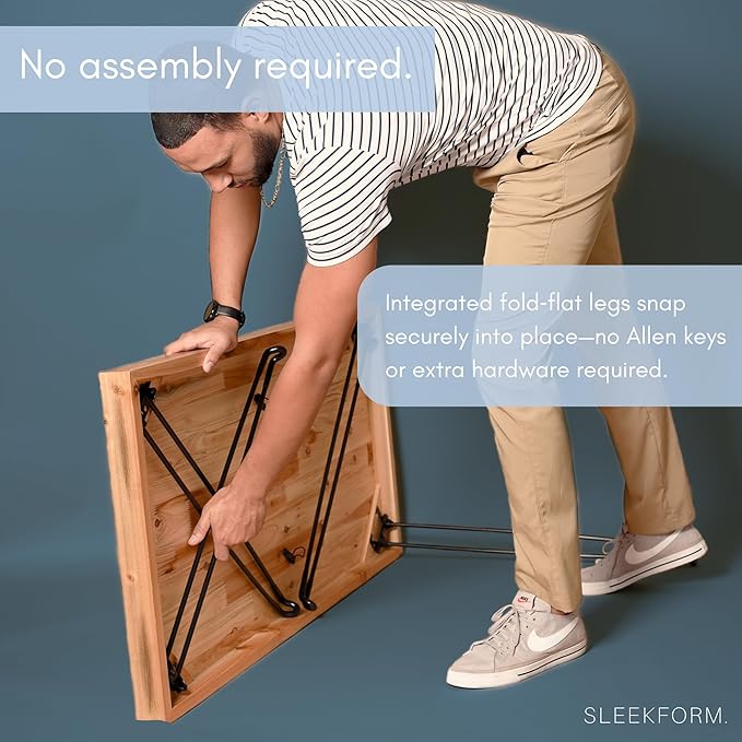 Sleekform Wood Folding Table - Portable Folding Desk - No Assembly Easy Fold Desks for Small Spaces - Space Saving Collapsible Computer Tables for Work, Writing, Crafts