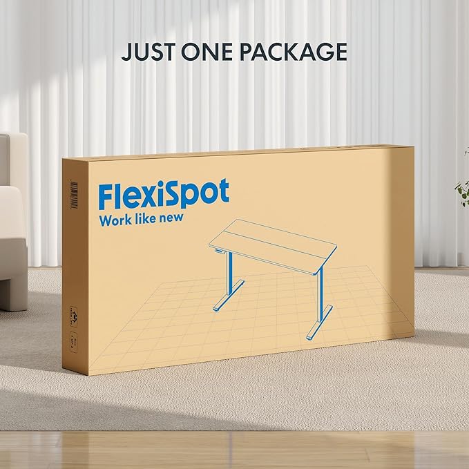 FLEXISPOT Standing Desk Electric Height Adjustable Desk with 48 x 24 Inch Splice Board, Home Office Computer Workstation, White Top + White Frame