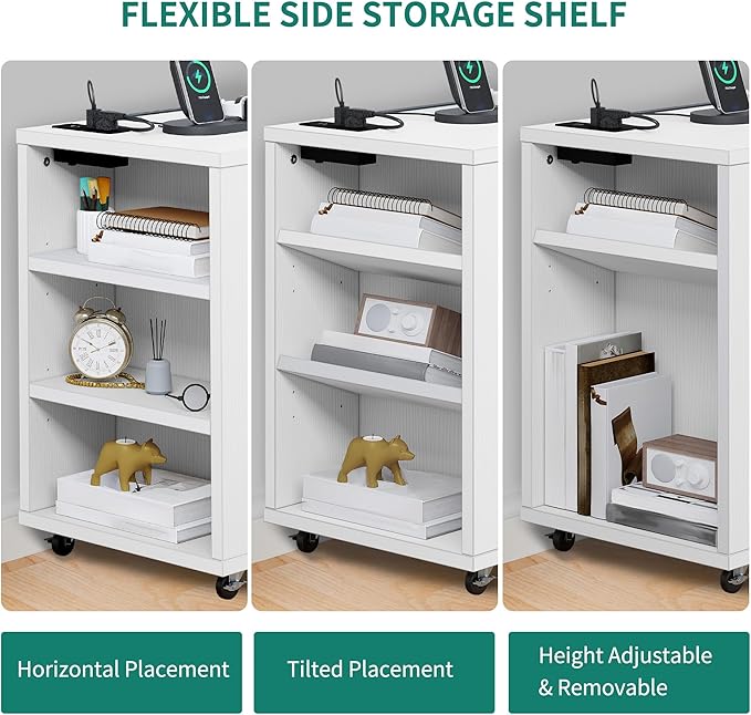 YITAHOME File Cabinet with Charging Station, Mobile Lateral Filing Cabinet with Lock for Home Office, Printer Stand with Open Storage Shelf, Fits A4, Letter, Legal Size Files, Office Furniture, White
