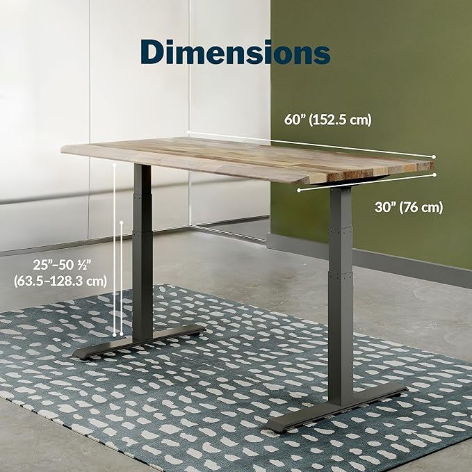Vari ComfortEdge 60x30 Inch Adjustable Electric Standing Desk – Sit Stand VariDesk with Memory Presets, Sloped Edge, 200 LB Capacity + Tool-Free Assembly (Reclaimed Wood)