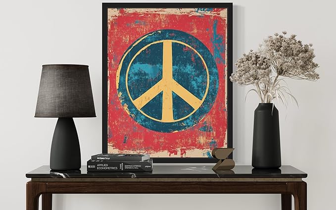 Peace Sign Pop Art Poster Print, Vintage Retro Wall Art Decor Paintings Classic Artwork for Bedroom Living Room Decorations. 43 (Peace Sign, 8 x 10 inches, Unframed)