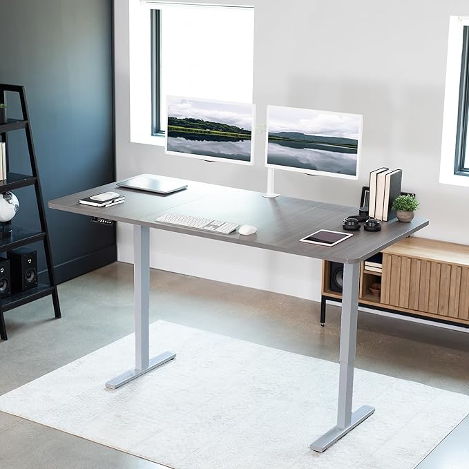VIVO Electric 71 x 36 in Standing Desk, Memory Height Adjustment, 1B Series, Dark Gray Top Gray Frame, DESK-KIT-1G7G-36