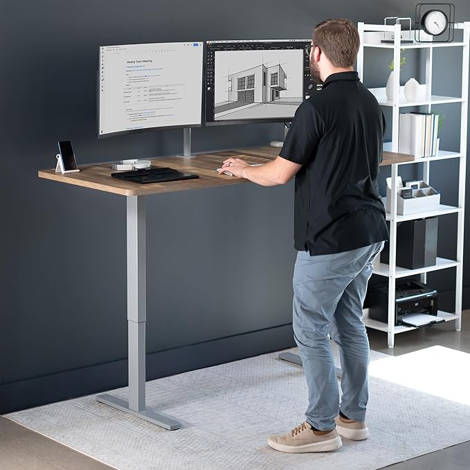 VIVO Electric 71 x 30 in Standing Desk, Memory Height Adjustment, 1B Series, Reclaimed Wood Top Gray Frame, DESK-KIT-1G7P