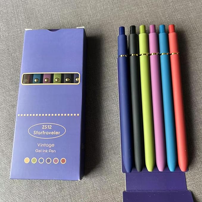 Colored Pens,6Pcs Colorful Gel Pens, Smooth Writing For Journaling, 0.5mm Fine Point,Ballpoint for Office School Supplies,Gifts for Women Men Student(Vintage)