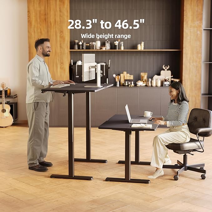 INNOVAR Electric Standing Desk, Adjustable Height Stand up Desks, 63 x 24 Inches Sit Stand up Desk for Home Office Computing, 3-Preset Memory Height Ergonomic Rising Desks, Black