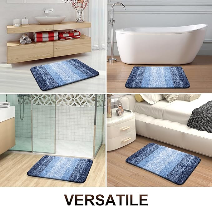 OLANLY Bathroom Rugs Mat 30x20, Extra Soft Absorbent Microfiber Bath Rugs, Rubber Backing, Quick Dry, Machine Washable Bath Mats for Bathroom Floor, Tub and Shower, Home Decor Accessories, Navy