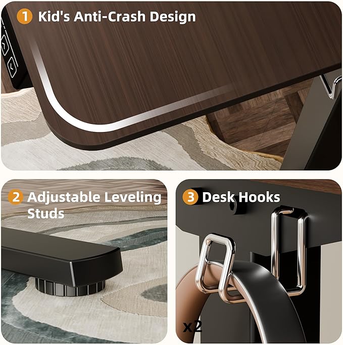 ERGOMAKER Electric Standing Desk, 31.5" x 23.6" Height Adjustable Sit Stand Desk with Splice Board for Home Office, Computer Desk Memory Preset (Black Frame, Walnut Desktop)