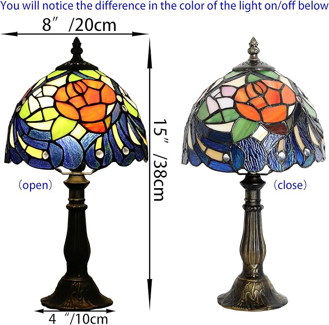 Tiffany Table lamp are Suitable for bedrooms Beside The Bed Living Rooms Night Lights 8-inch Small Vintage Stained Glass Table Lamps and Home Offices