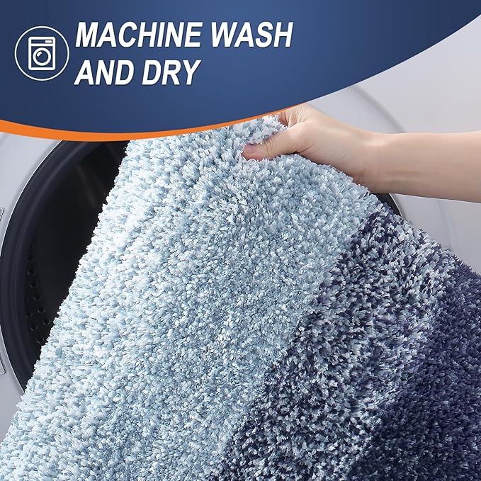 OLANLY Bathroom Rugs Mat 30x20, Extra Soft Absorbent Microfiber Bath Rugs, Rubber Backing, Quick Dry, Machine Washable Bath Mats for Bathroom Floor, Tub and Shower, Home Decor Accessories, Airy Blue