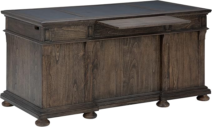 Hekman Furniture Wellington Estates Junior Executive Desk with Leather Top, Traditional Wooden Writing Desk, Small Home Office Desk with Drawers, Desk with Pull-Out Writing Surface