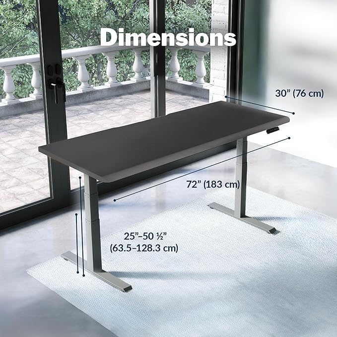 Vari ComfortEdge 72x30 Inch Electric Standing Desk – Height Adjustable Large Office Sit Stand VariDesk with Sloped Edge, Memory Presets, 180 LB Capacity + Tool-Free Assembly (Black)