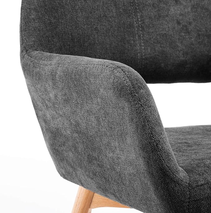 Mid Century Modern Dining Chairs Set of 2 & 4 & 6 Comfy Accent Chair Upholstered Fabric Kitchen Dining Living Room Chairs for Bedrooms Waiting Room Home Arm Desk Chair No Wheels (Charcoal, 2)