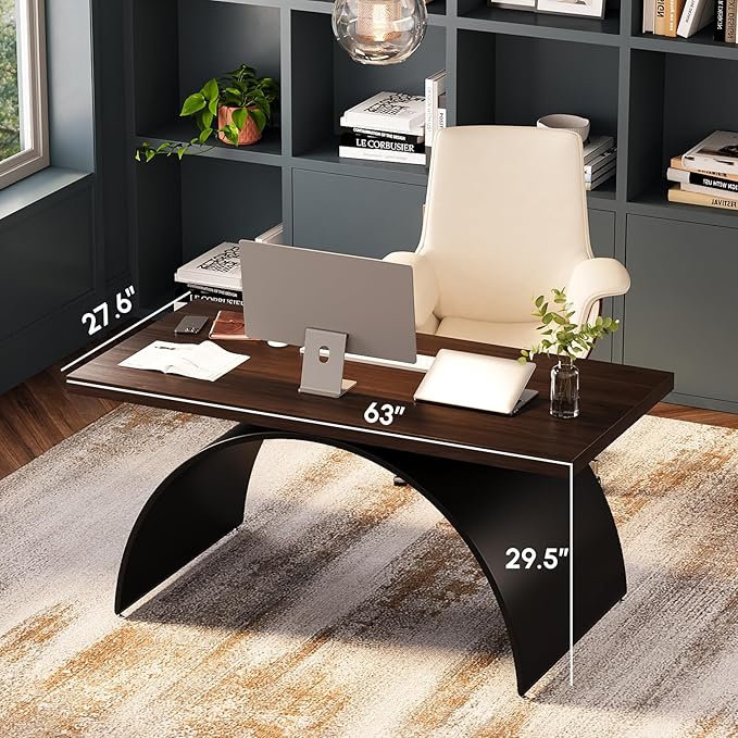 homary 63" Industrial Style Office Writing Desk, Walnut Desk Modern Computer Desk Home & Office Furniture Modern Computer Desk
