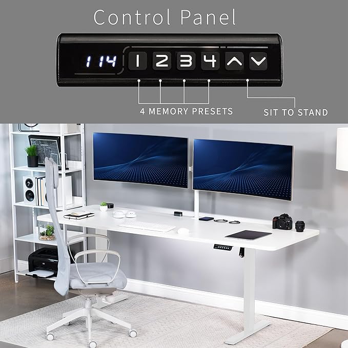 VIVO Large Electric 83 x 30 in Standing Desk, Memory Height Adjustment, 1B Series, White Top White Frame, DESK-KIT-1W8W