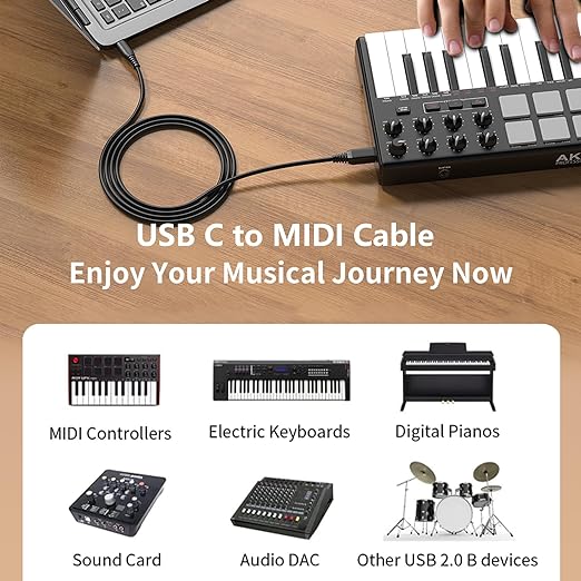 ULIFTUS USB-B to USB-C Printer Cable 6.6FT, Gold-Plated USB Type C to Type B Cord for MacBook Pro/Air HP, USB C MIDI Cable for Yamaha Piano DJ Controller Keyboard, Printer Cable 2m 2-Pack