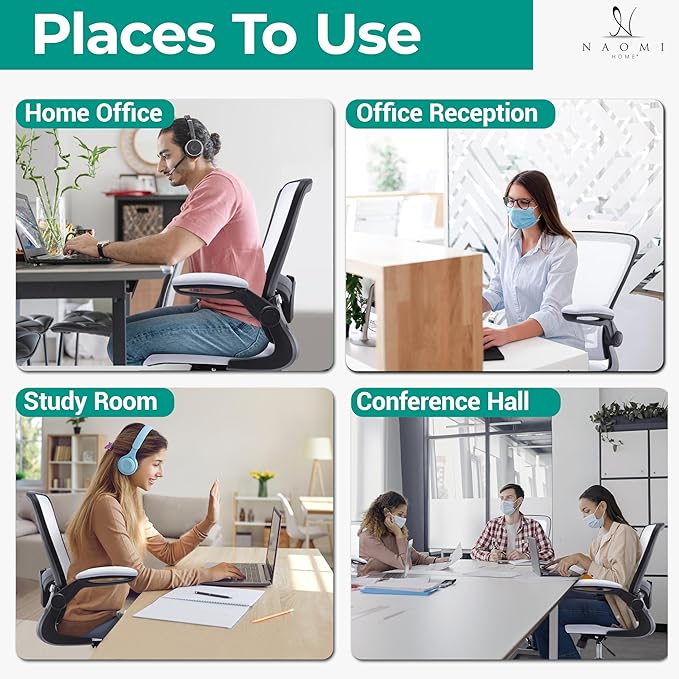 Serena Ergonomic Mesh Drafting Chair - Adjustable, Breathable Mesh, Lumbar Support, Ergonomic and Height Adjustable Flip-Top Office Chair with Foot Ring and Productivity - White