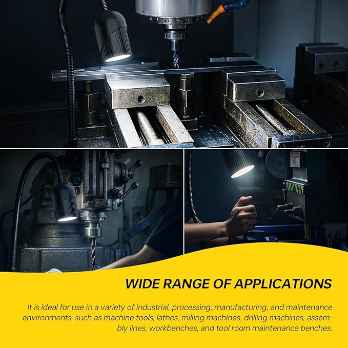 New Clamp Light, 18W Lathe Machine Light, 2160 Lumens Flexible Work Light for CNC Milling Machine Drill Press Lighting (clip base)