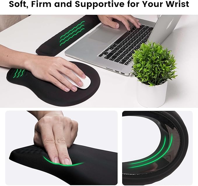 MEKASS Ergonomic Mouse Pad and Keyboard Wrist Rest Set, Super Soft Memory Foam Desk Wrist Support for Computer Keyboard, Non-Slip Arm Palm Rests Cushion for Typing Gaming Office Laptop (Demon's Eye)