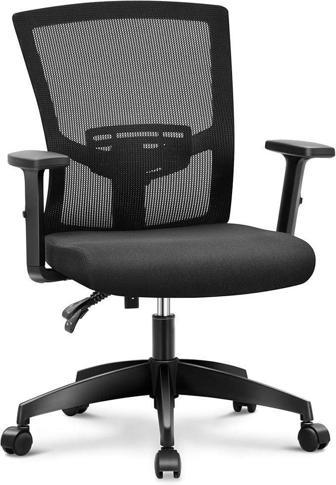 MAISON ARTS Mesh Office Chair Ergonomic Home Desk Chair Mid-Back Computer Task Chair with Breathable Mesh and Adjustable Armrests for Home Office