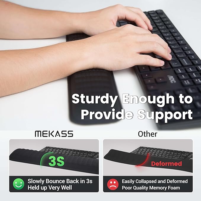 MEKASS Keyboard Wrist Rest, Soft Memory Foam Wrist Support for Keyboard, Keyboard Hand Rest Pad for Wrist Pain Relief, Keyboard Wrist Guard for Long Hours of Work, Gaming, Studying(Gray)